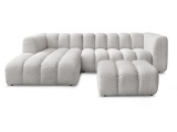 Ecksofa mit Hocker BOBOCHIC TALIA Boucle-Stoff hellgrau