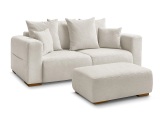 2er Sofa mit Hocker BOBOCHIC SIDONIE Stoff chiniert beige