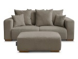 2er Sofa mit Hocker BOBOCHIC SIDONIE Stoff chiniert taupe