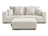 3er Sofa mit Hocker BOBOCHIC SIDONIE Stoff chiniert beige
