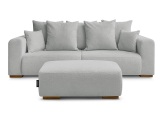 3er Sofa mit Hocker BOBOCHIC SIDONIE Stoff chiniert hellgrau