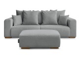 3er Sofa mit Hocker BOBOCHIC SIDONIE Stoff chiniert dunkelgrau