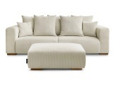 3er Sofa mit Hocker BOBOCHIC SIDONIE Cord-Stoff beige