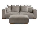 3er Sofa mit Hocker BOBOCHIC SIDONIE Cord-Stoff taupe