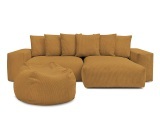 Ecksofa mit Hocker BOBOCHIC VOLTAIRE Cord-Stoff gelb