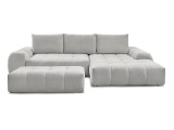 Ecksofa mit Hocker BOBOCHIC EVEREST Stoff chiniert hellgrau
