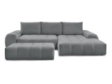 Ecksofa mit Hocker BOBOCHIC EVEREST Stoff chiniert dunkelgrau
