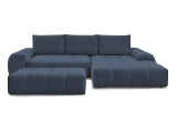 Ecksofa mit Hocker BOBOCHIC EVEREST Stoff chiniert dunkelblau
