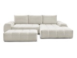 Ecksofa mit Hocker BOBOCHIC EVEREST Stoff chiniert weiss