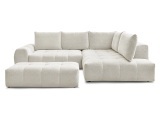 Ecksofa mit Hocker BOBOCHIC EVEREST Stoff chiniert weiss
