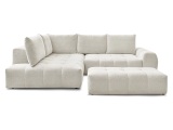 Ecksofa mit Hocker BOBOCHIC EVEREST Stoff chiniert weiss