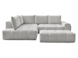 Ecksofa mit Hocker BOBOCHIC EVEREST Stoff chiniert hellgrau