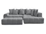 Ecksofa mit Hocker BOBOCHIC EVEREST Stoff chiniert dunkelgrau
