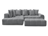 Ecksofa mit Hocker BOBOCHIC EVEREST Stoff chiniert dunkelgrau