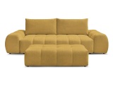 3er Sofa mit Hocker BOBOCHIC EVEREST Stoff chiniert gelb