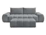 3er Sofa mit Hocker BOBOCHIC EVEREST Stoff chiniert dunkelgrau