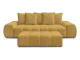 3er Sofa mit Hocker BOBOCHIC EVEREST Stoff chiniert gelb
