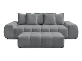 3er Sofa mit Hocker BOBOCHIC EVEREST Stoff chiniert dunkelgrau