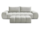 3er Sofa mit Hocker BOBOCHIC EVEREST Stoff mit Textur hellgrau