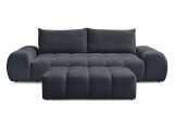 3er Sofa mit Hocker BOBOCHIC EVEREST Stoff mit Textur dunkelblau