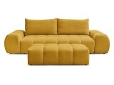 3er Sofa mit Hocker BOBOCHIC EVEREST Stoff mit Textur gelb
