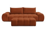3er Sofa mit Hocker BOBOCHIC EVEREST Stoff mit Textur orange