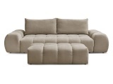 3er Sofa mit Hocker BOBOCHIC EVEREST Stoff mit Textur taupe
