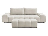 3er Sofa mit Hocker BOBOCHIC EVEREST Stoff mit Textur beige