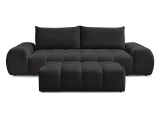 3er Sofa mit Hocker BOBOCHIC EVEREST Stoff mit Textur schwarz