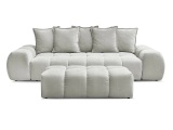 3er Sofa mit Hocker BOBOCHIC EVEREST Stoff mit Textur hellgrau