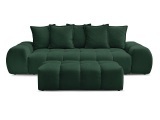 3er Sofa mit Hocker BOBOCHIC EVEREST Stoff mit Textur grün