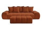 3er Sofa mit Hocker BOBOCHIC EVEREST Stoff mit Textur orange