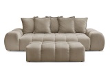 3er Sofa mit Hocker BOBOCHIC EVEREST Stoff mit Textur taupe