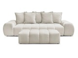 3er Sofa mit Hocker BOBOCHIC EVEREST Stoff mit Textur beige