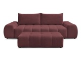 3er Sofa mit Hocker BOBOCHIC EVEREST Stoff chiniert rot