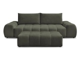 3er Sofa mit Hocker BOBOCHIC EVEREST Stoff chiniert grün