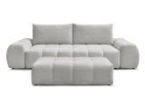 3er Sofa mit Hocker BOBOCHIC EVEREST Stoff chiniert hellgrau