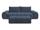 3er Sofa mit Hocker BOBOCHIC EVEREST Stoff chiniert dunkelblau