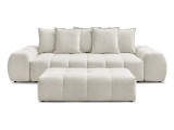 3er Sofa mit Hocker BOBOCHIC EVEREST Stoff chiniert weiss
