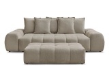3er Sofa mit Hocker BOBOCHIC EVEREST Stoff chiniert taupe