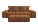 3er Sofa mit Hocker BOBOCHIC EVEREST Stoff chiniert orange