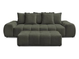 3er Sofa mit Hocker BOBOCHIC EVEREST Stoff chiniert grün