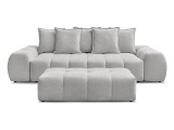 3er Sofa mit Hocker BOBOCHIC EVEREST Stoff chiniert hellgrau