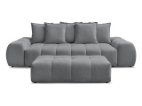 3er Sofa mit Hocker BOBOCHIC EVEREST Stoff chiniert dunkelgrau