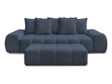 3er Sofa mit Hocker BOBOCHIC EVEREST Stoff chiniert dunkelblau