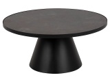 Couchtisch Eliot Glas Keramik schwarz rund 85x85