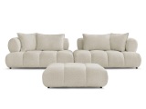 Sofa mit Hocker BOBOCHIC ALYA Boucle-Stoff beige