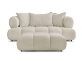 2er Sofa mit Hocker BOBOCHIC ALYA Boucle-Stoff beige