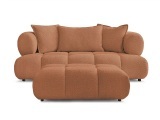 2er Sofa mit Hocker BOBOCHIC ALYA Boucle-Stoff orange