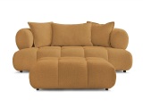 2er Sofa mit Hocker BOBOCHIC ALYA Boucle-Stoff gelb